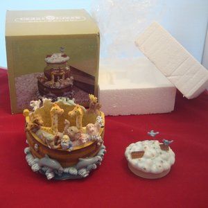 NOAH'S ARK VINTAGE Cedar Creek Resin Jar Candle Holder with Lid New in Box